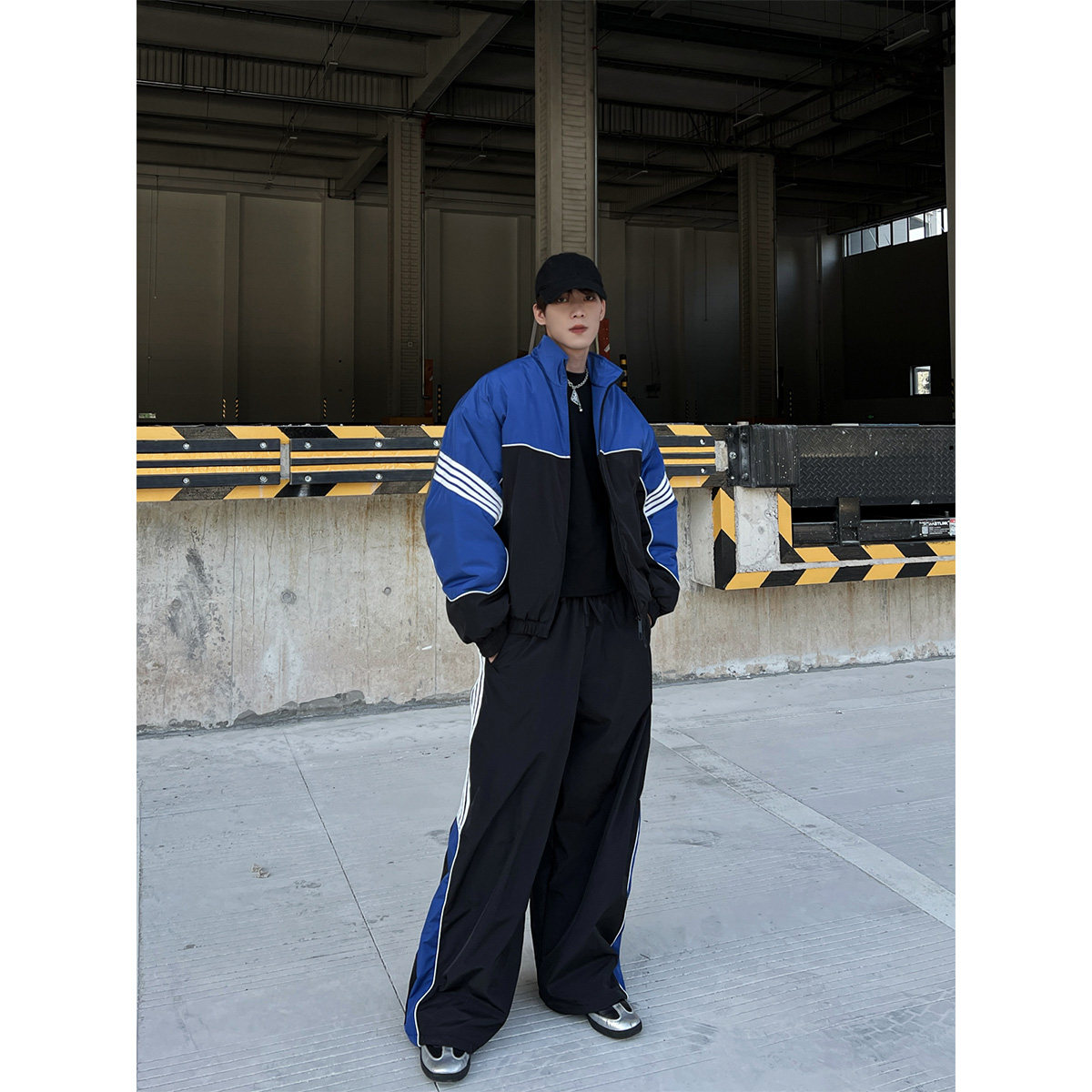 CLOTHESTRADER拼色加厚运动风夹棉外套男冬宽松廓形长袖时尚套装,男装,休闲运动套装,淘宝优惠券,粉丝福利购,淘宝优惠卷