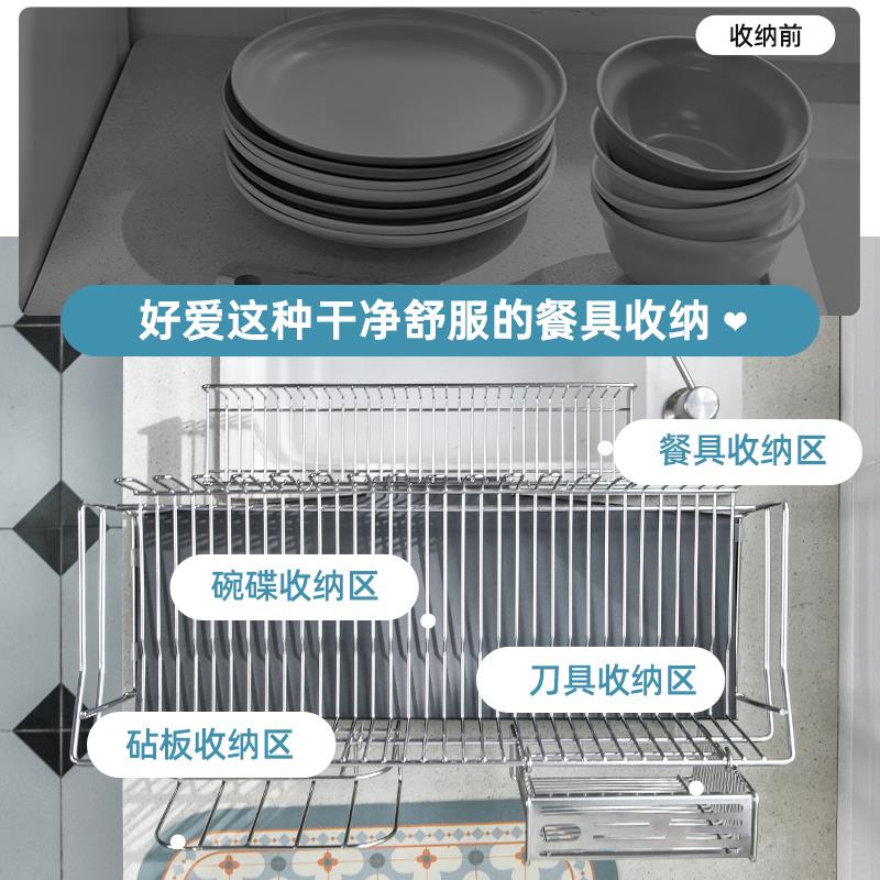 304不锈钢家用沥水碗碟架台面洗碗水池水槽边窄款餐盘碗筷置物篮