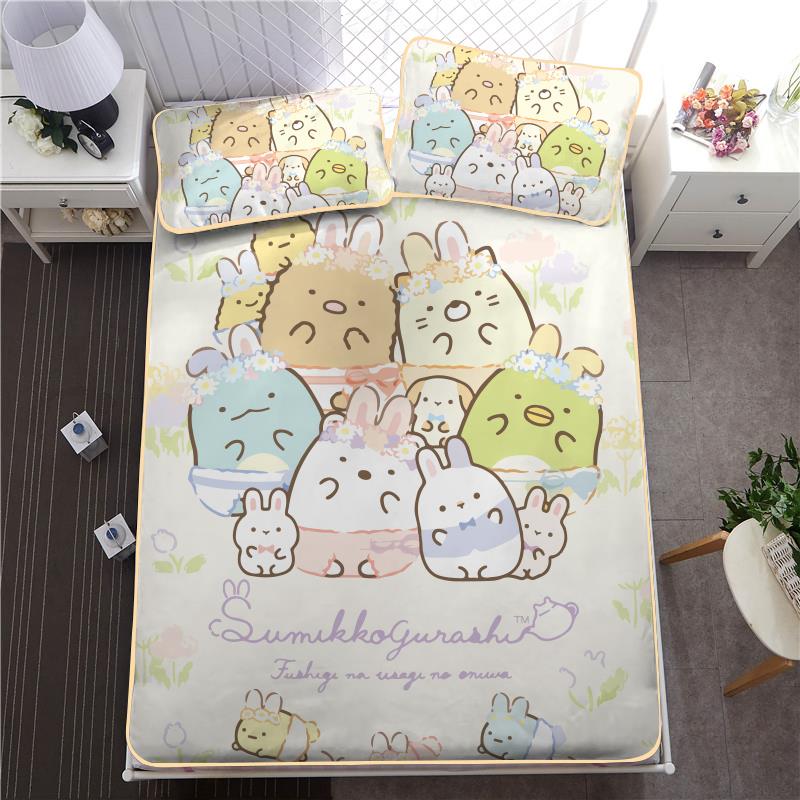 可爱生物冰丝席三件套女寝室夏季凉感席面学生宿舍单人席子凉席