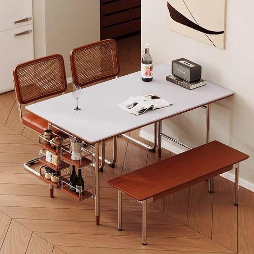 克莱斯餐桌北欧实木岩板餐桌椅组合现代简约轻奢家用吃饭桌子