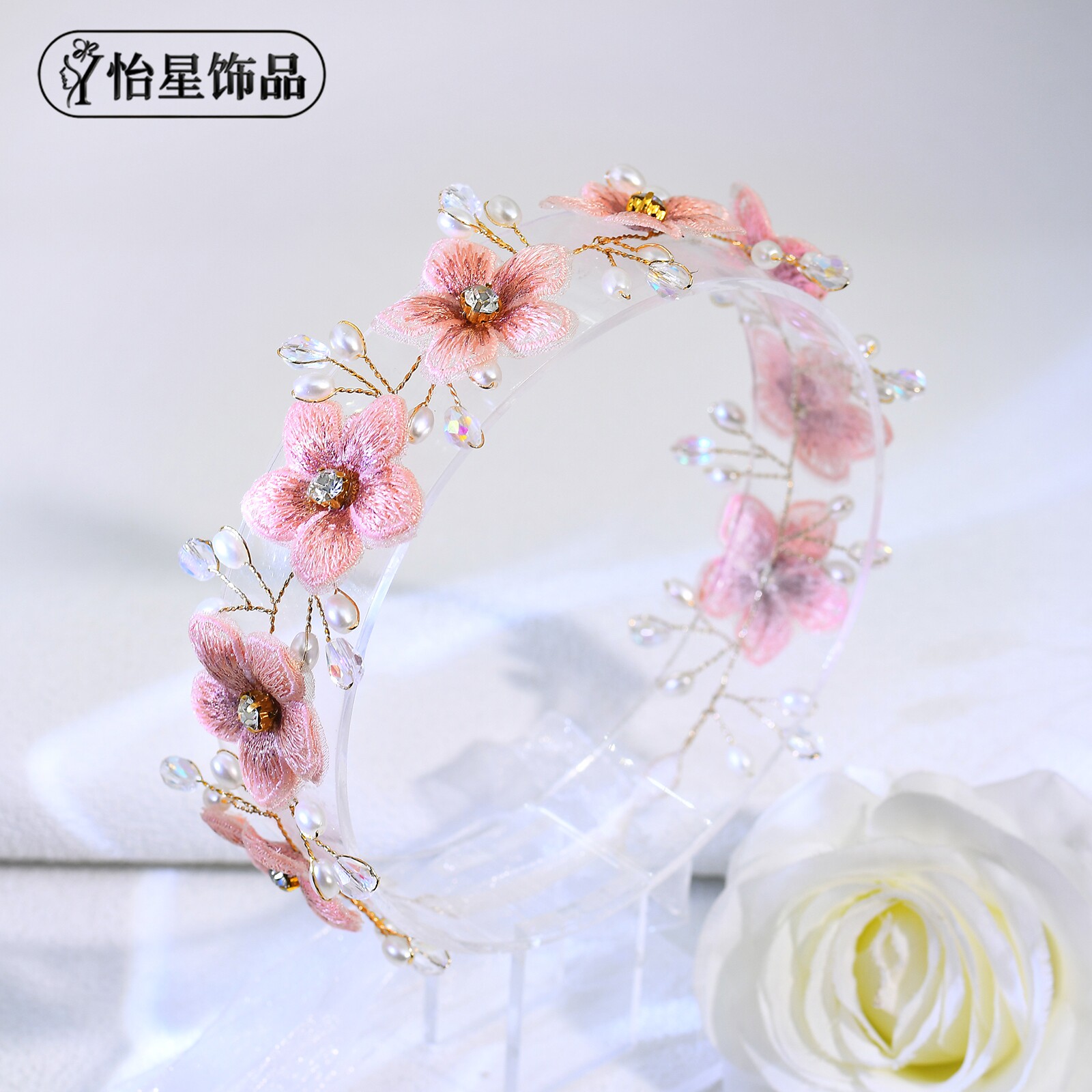 手工编织花朵编发头带