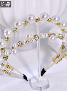 怡星韩版双层珍珠发箍水钻高级感时尚头饰新娘发卡轻奢百搭A408