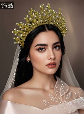 怡星新娘皇冠头饰婚礼手工王冠韩式水晶发箍婚纱超仙美发饰A387