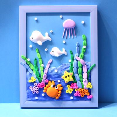 儿童diy超轻粘土立体相框画材料包 节日手工活动彩泥黏土制作套