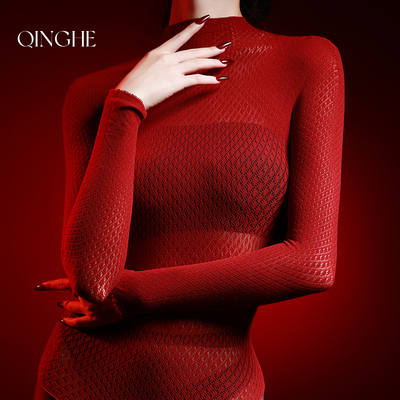 轻禾连体斜腰薄透性感露背连体衣