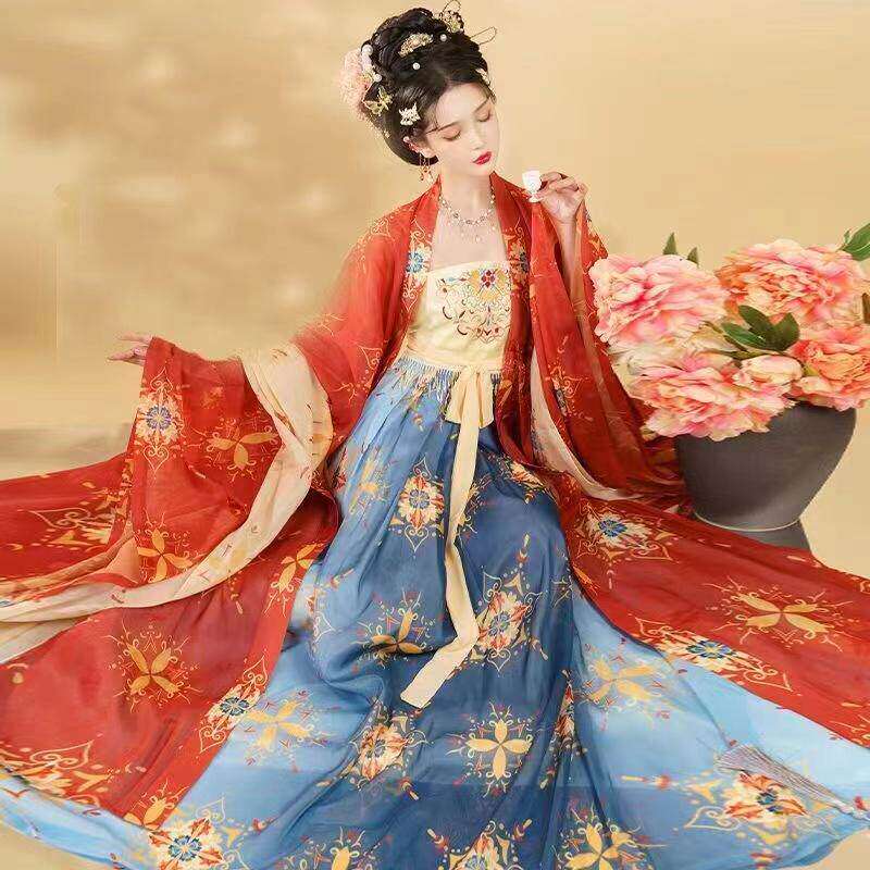 汉服女唐制诃子裙刺绣大