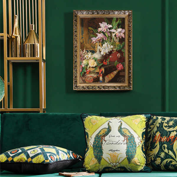 欧式复古植物花卉装饰画美式法式客厅沙发背景餐边柜壁挂画玄关图片