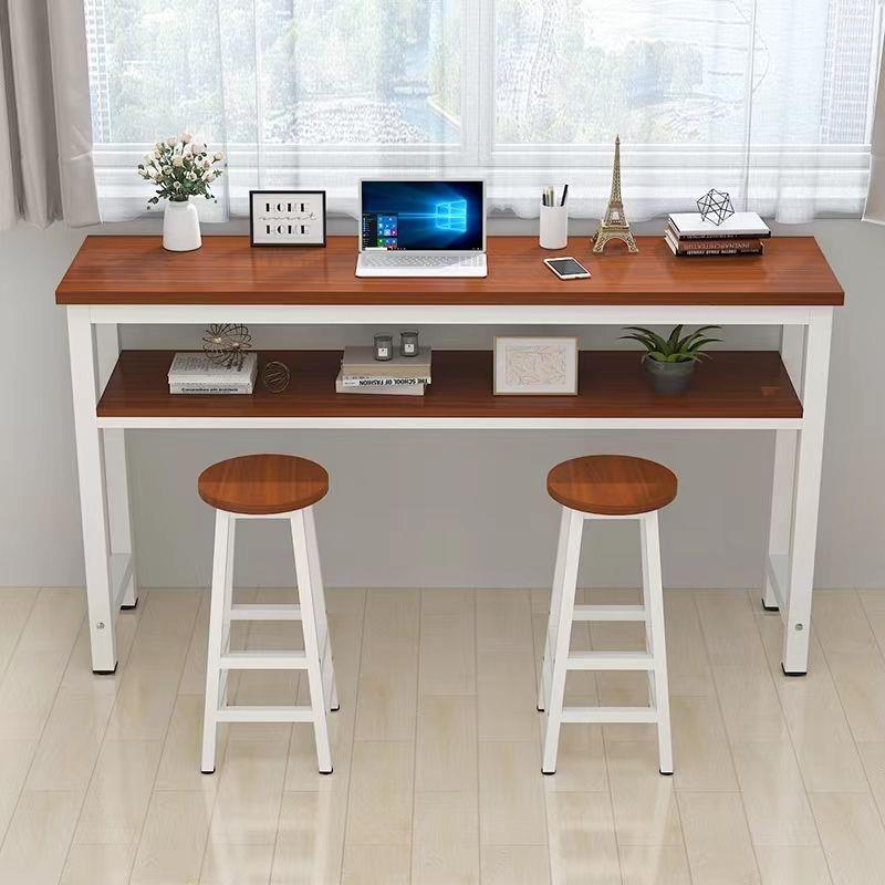 定制双层壁挂式酒吧桌商业窄桌家用长桌奶茶店桌椅组合高吧