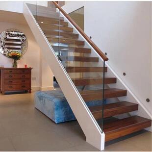 楼梯定制网红实木楼梯玻璃楼梯扶手钢木楼梯悬浮楼梯钢板扶手护栏
