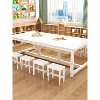 圆角幼儿园彩色课桌椅辅导班儿童画室绘画美术桌手工培训补习桌