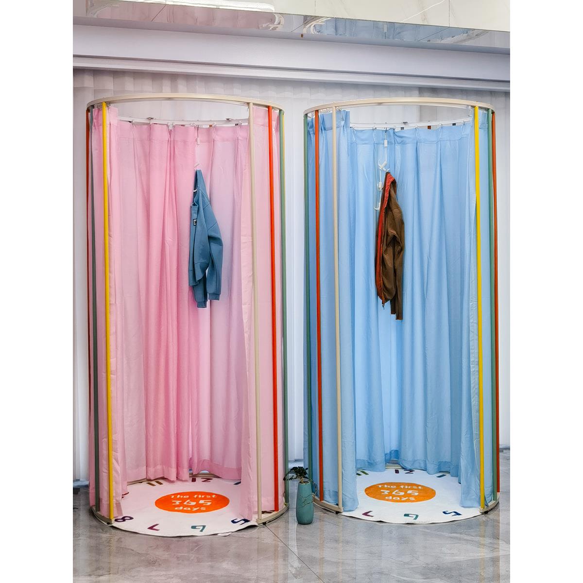 服装店移动试衣间syj网红女装店铺更衣室圆形简易门帘临时换衣间