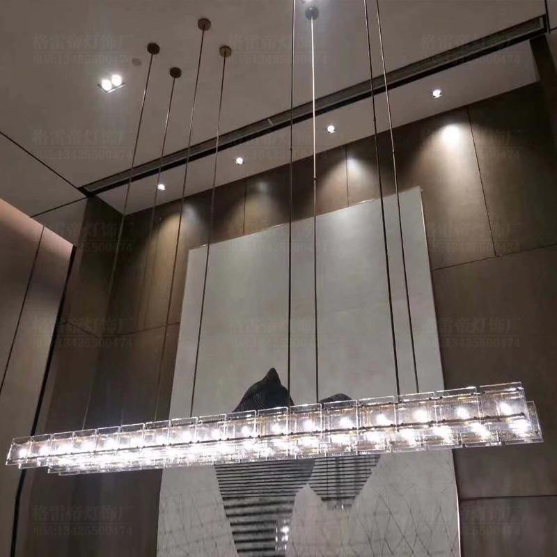 现代简约轻奢餐厅灯个性售楼部收银台吧台酒店大堂前台长方形吊灯