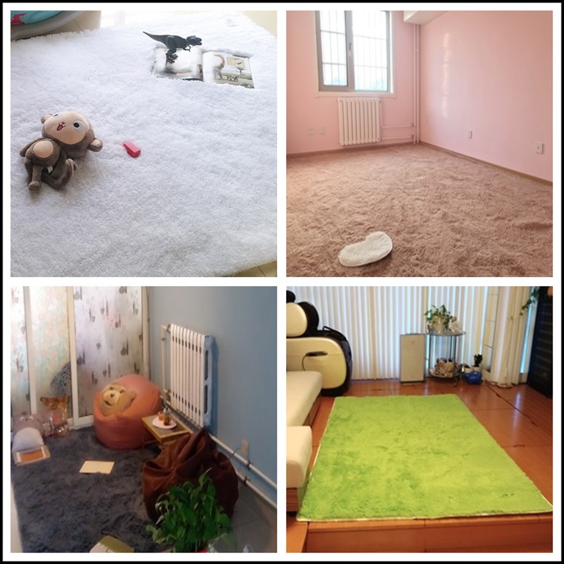 纯白长毛绒客厅茶几卧室地毯床边拍照衣帽直播间主播背景定制满铺