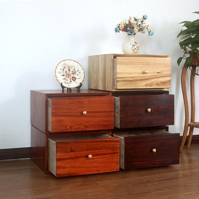 新中式实木单层斗柜多功能储物柜多层叠加收纳柜子组合地柜抽屉柜