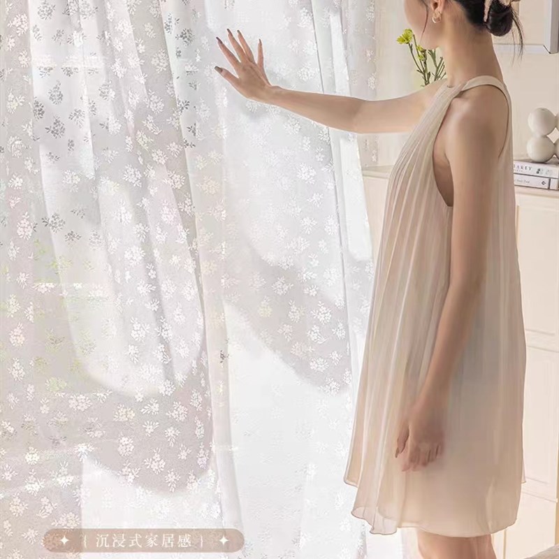 田园风透光不透人加厚镂空窗帘纱轻D奢高档窗纱小清新花朵白色纱