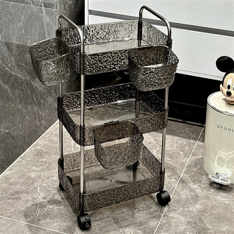 小推车置物架美容院o专用化妆品分层收纳架家用卫生间可移动整理