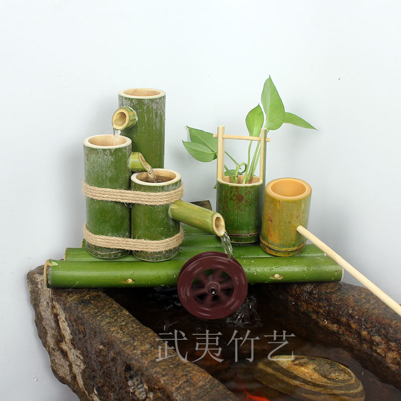 竹流水摆件 f 鱼缸石槽循环流水过滤器 水景缸造景 风水轮水车摆,家居饰品,装饰摆件,淘宝优惠券,粉丝福利购,淘宝优惠卷