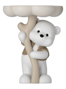 奶油风熊时钟桌面摆n件闹钟客厅电视柜摆放钟表摆台式智能电子钟