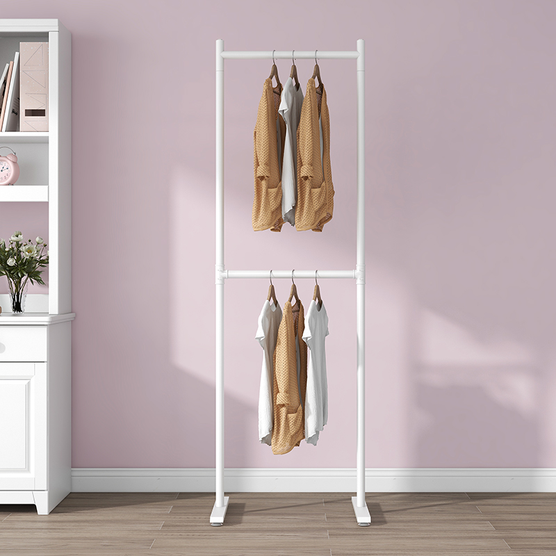 轻奢衣架落地式晒加粗架子立式金色衣F帽架双层卧室收纳白色挂衣
