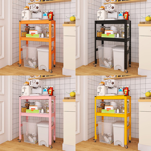 厨房垃圾桶上方置物架带轮子可移动下空式收纳架子落W地二层家用a