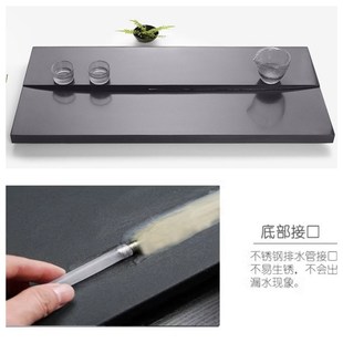 简约排水茶 乌金石茶盘家用整块抛光面茶台大号小H号功夫茶具套装