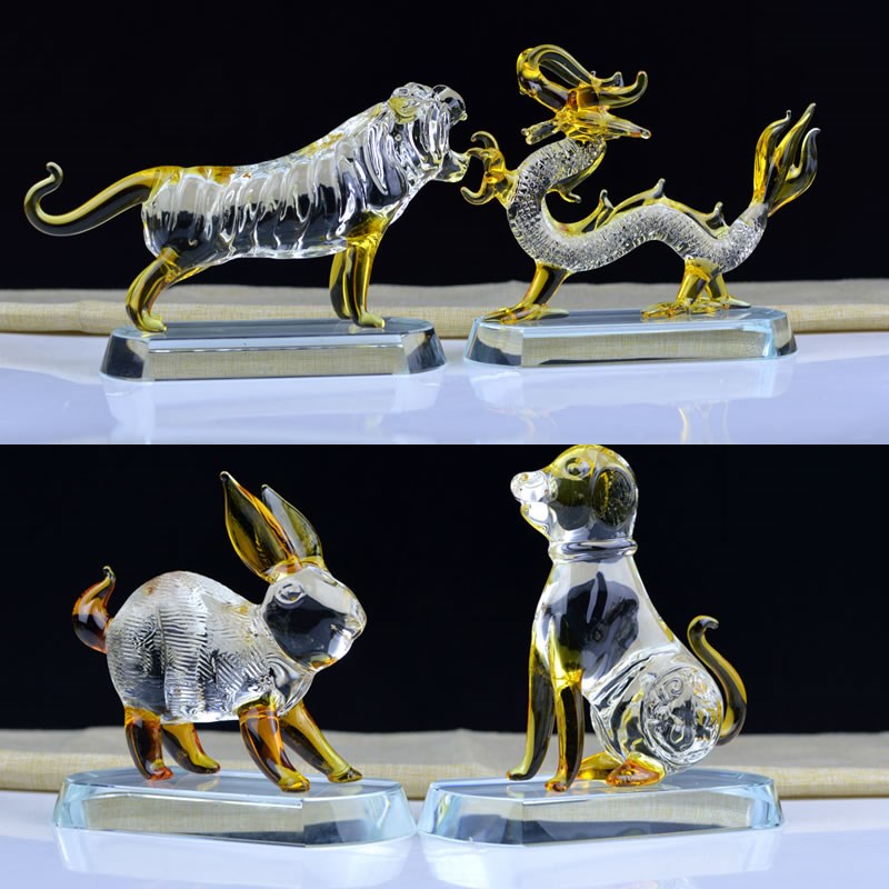 金色生肖十二属相汽车摆件鼠牛虎龙E蛇马羊猴鸡家居装饰玄关工艺