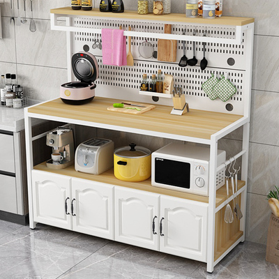 洞洞板厨房多功能置物架多层收纳B架子落地操作台微波炉橱柜切菜