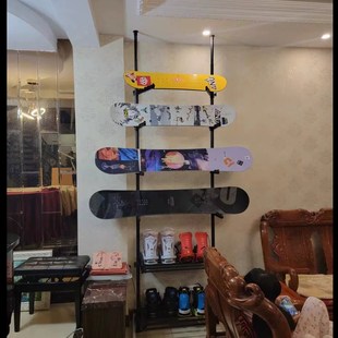 滑雪板主题家庭收纳架子免打孔滑板陆地冲浪P板雪具展示架雪板架