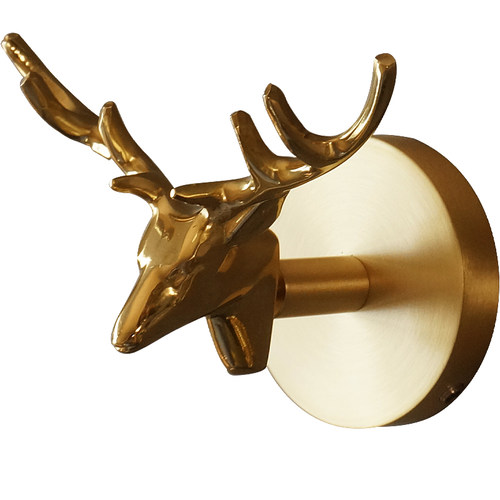 欧式轻奢复古黄铜免打孔免钉挂钩挂衣钩玄关P门后创意壁挂墙饰钩