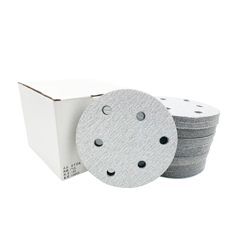 金牛圆盘5寸6孔植绒砂纸 6寸17孔吸尘打磨抛光砂纸打X磨机圆形白