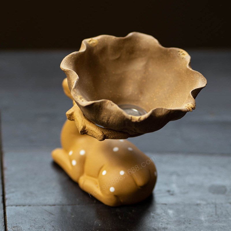 宜兴紫砂茶宠梅花鹿茶滤架小摆件动物滤茶架茶漏托茶具茶道零配件