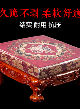 紫运阁实木拜佛垫家用莲花礼佛拜椅佛前跪拜垫磕头莲花禅修椅拜凳