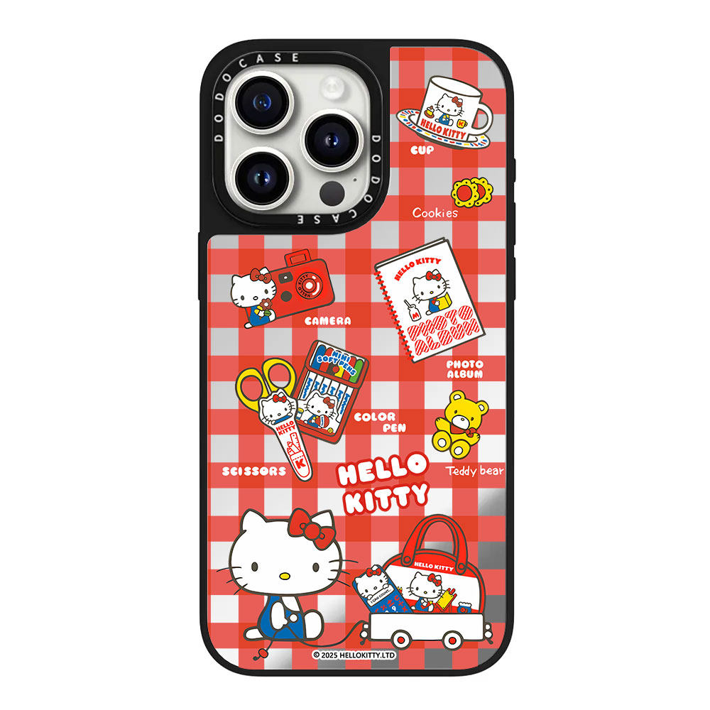 DODOCASE 格纹kitty猫苹果17Pro适用iPhone16ProMax明星同款14pro可爱少女镜面磁吸手机壳13防摔保护套15plus