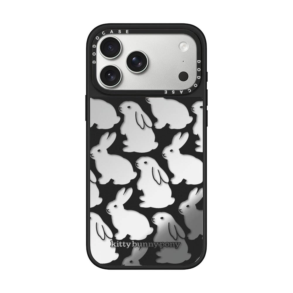 DODOCASE 黑底满印小兔适用于iPhone17PROMAX苹果16plus手机壳可爱少女补妆镜15/14promax磁吸防摔保护套13