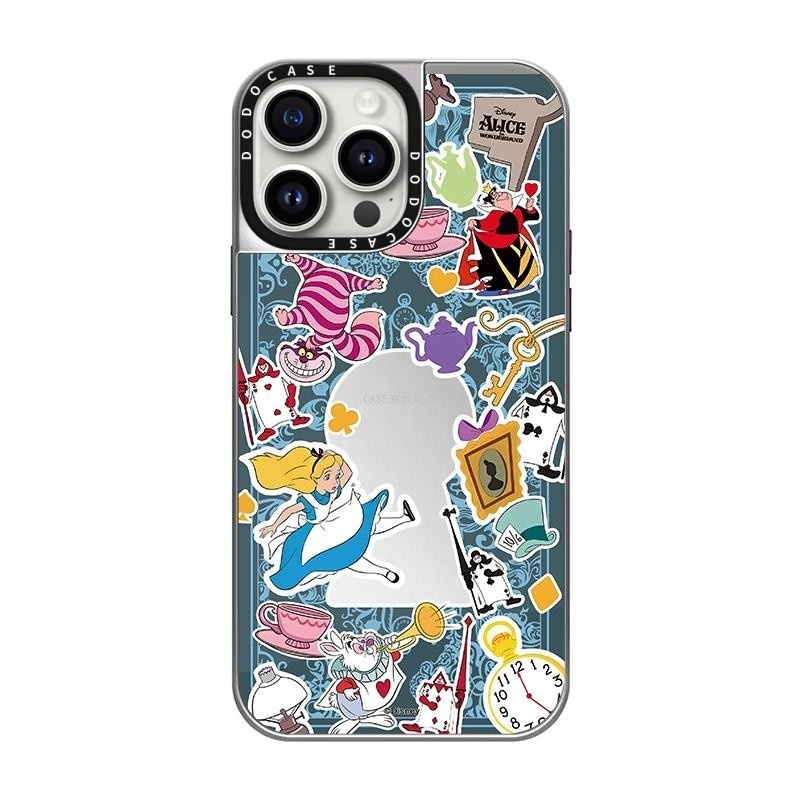 DODOCASE爱丽丝梦游仙境贴纸新款苹果16Pro适用iPhone15ProMax网红14兔子洞镜面13手机壳12防摔保护套14plus