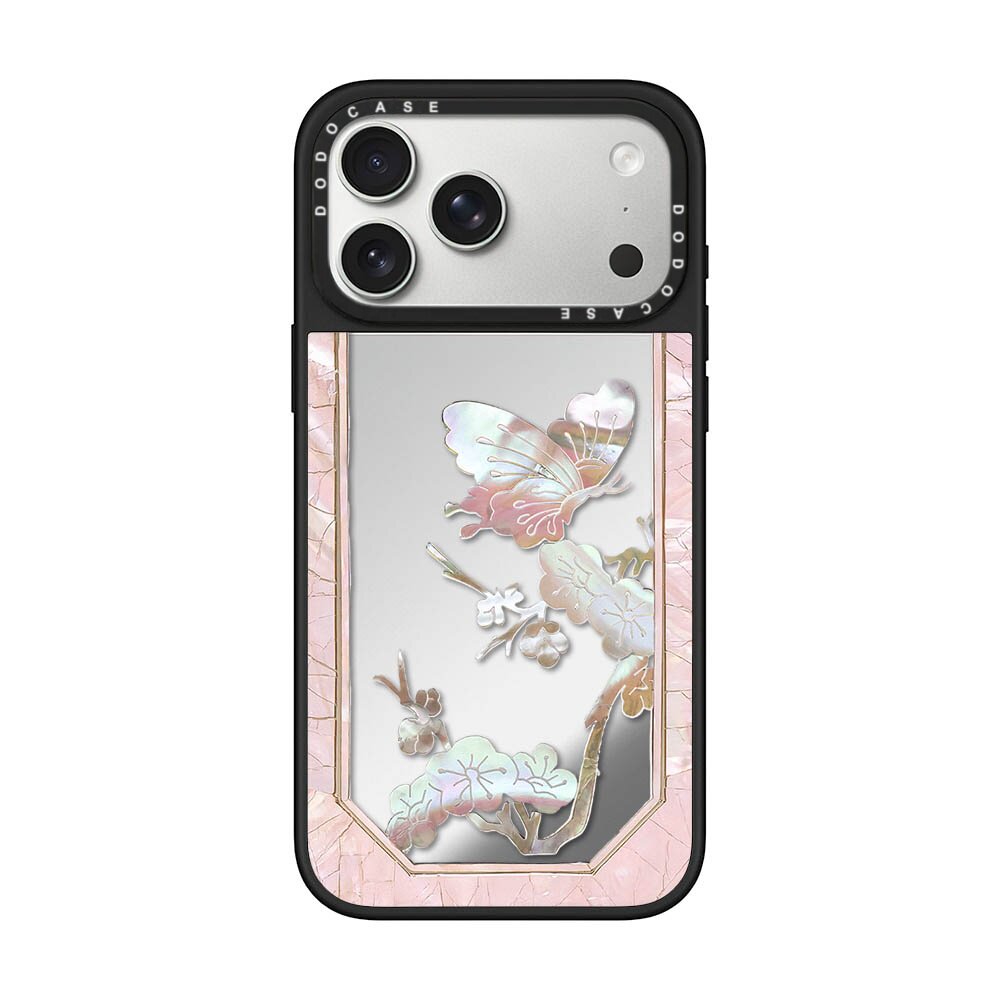 DODOCASE 银色珍珠贝母蝴蝶适用于iPhone17PROMAX苹果16plus手机壳可爱少女补妆镜面15/14promax防摔保护套