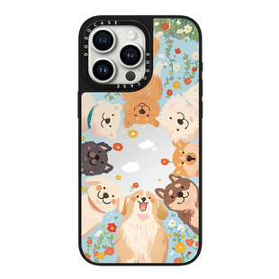 DODOCASE 14pro可爱动物15plus镜面磁吸手机壳13防摔保护 春日环绕狗狗苹果17Pro适用iPhone16ProMax明星同款