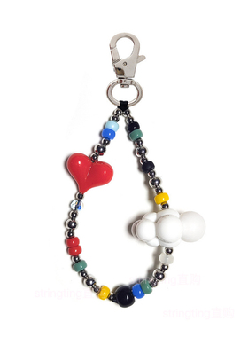 春夏多彩缤纷红色桃心白云手机链挂绳件防丢ccd相机通用钥匙扣