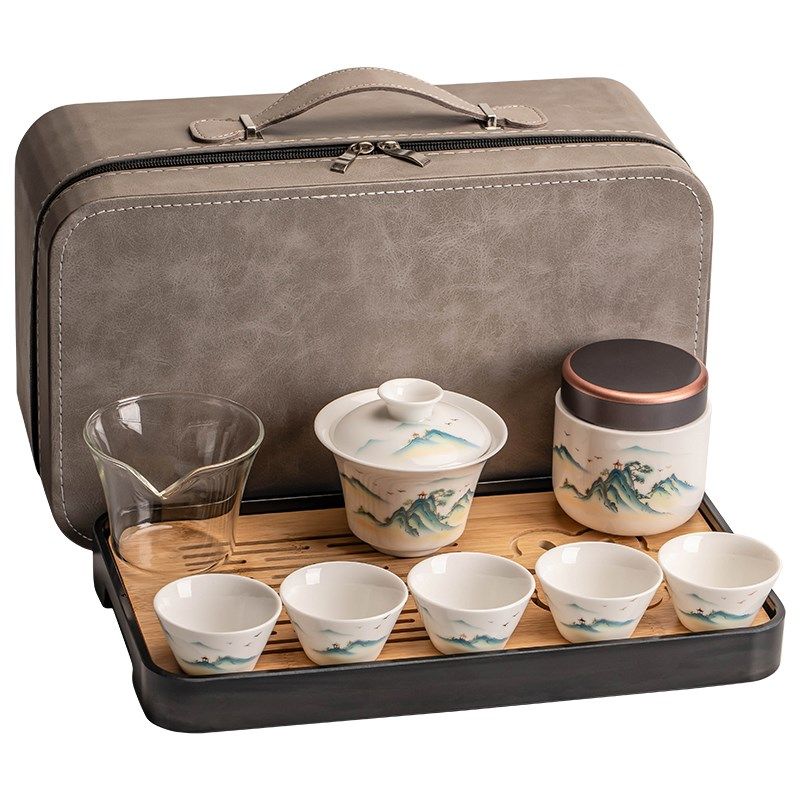 旅行茶具套装户外高n档陶瓷功夫茶碗茶杯茶盘便携式泡茶快客收纳,餐饮具,旅行茶具,淘宝优惠券,粉丝福利购,淘宝优惠卷