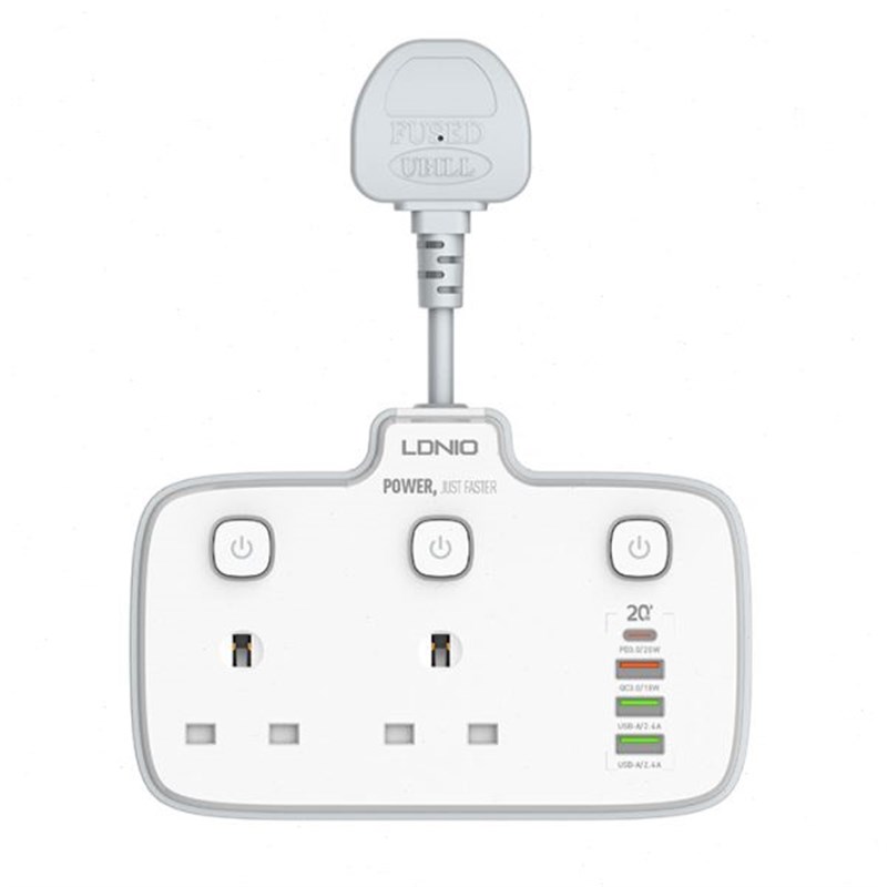 力德诺LaDNIO插线板多功能插排USB-C带PD+QC快充口独立开关控制短