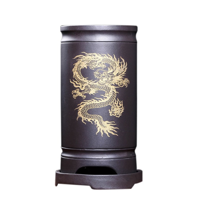 紫砂兰花盆圆形陶瓷签筒s文竹子兰草悬崖桌面蝴蝶兰盆景中国风