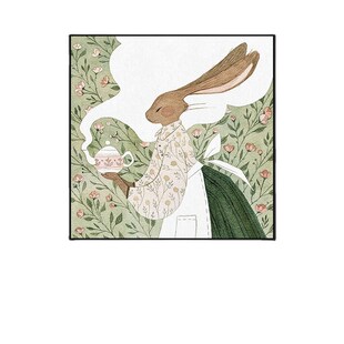 森林茶话会e 森系兔子餐厅装饰画奶油风民宿挂画小清新公寓卧室画