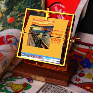 2022日历机械手摇摆件r莫奈联邦走马创意桌面台历梵高年金属礼物