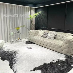 日式 侘寂风客厅地毯茶几地垫卧室衣帽间不规则现代X高级床边地毯