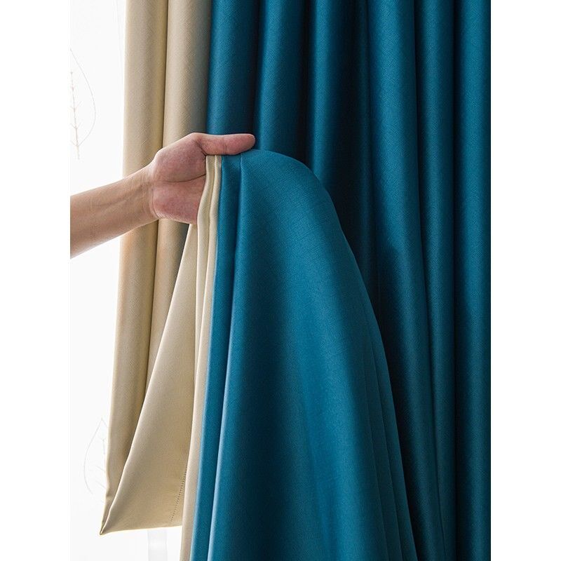 欧式窗帘轻奢复h古孔雀蓝高端法式客厅卧室全遮光布简约窗幔帘定