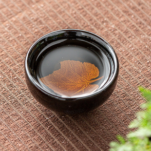 吉州窑木叶天目盏景德镇乌金黑釉茶具建盏茶杯陶瓷茶W盏主人杯单