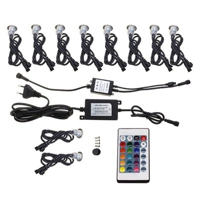 16pcs LED Deck Light 12V RGB WIFI ApGp Remote IP67 Waterproo
