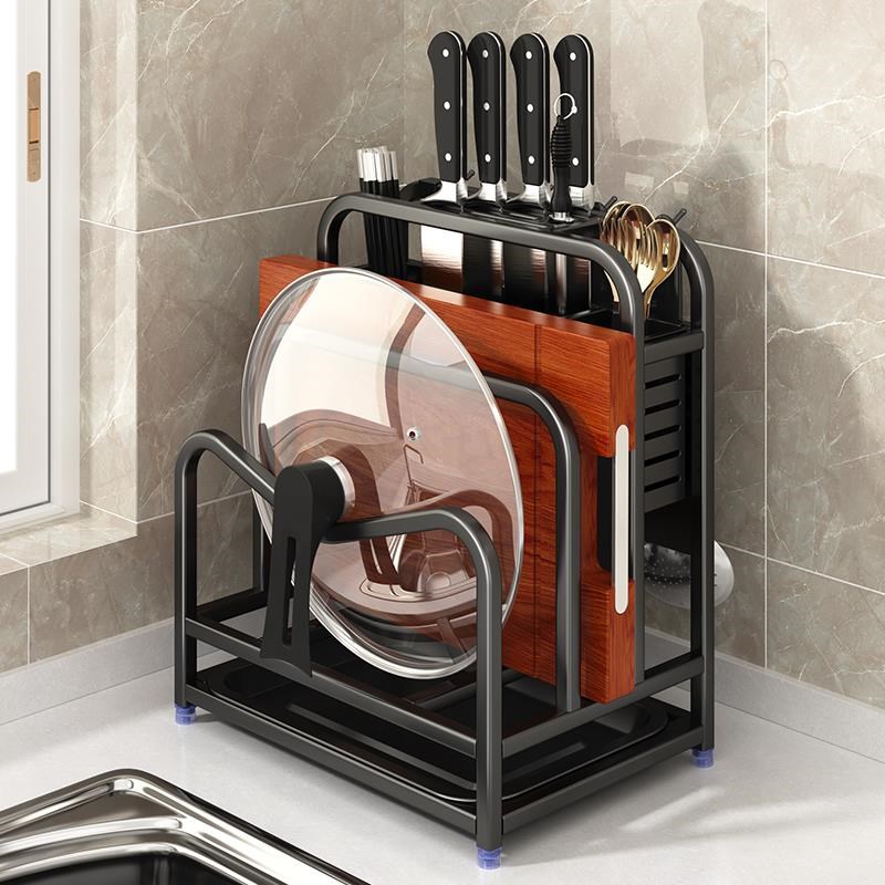 304不锈钢g刀架置物架厨房锅盖砧板刀具一体收纳架台面菜板放置架