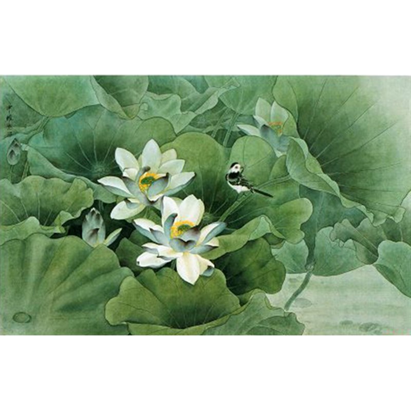 苏绣DIYc套件初学材料包 荷花翠鸟 客厅卧室餐厅走廊 刺绣装饰画