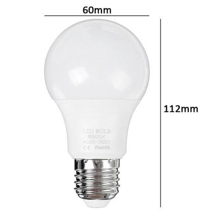 10PCS E27 LED Bulb Lamp 9W 6500K Pure WhiteN No Flicker 60x1